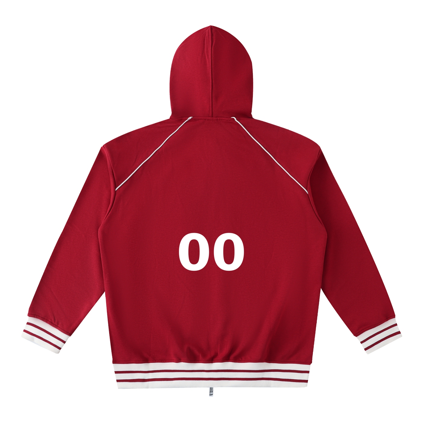 Striped Trim Zip-Up Hoodie
