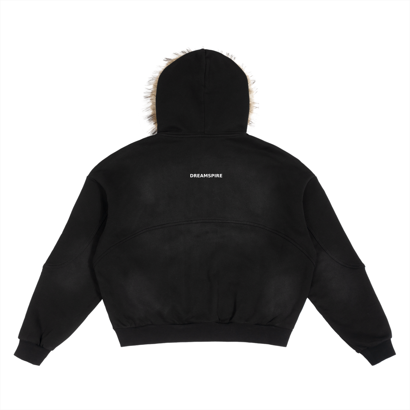 Dreamspire Classic logo Sun Fade Boxy Detachable Fur Hoodie