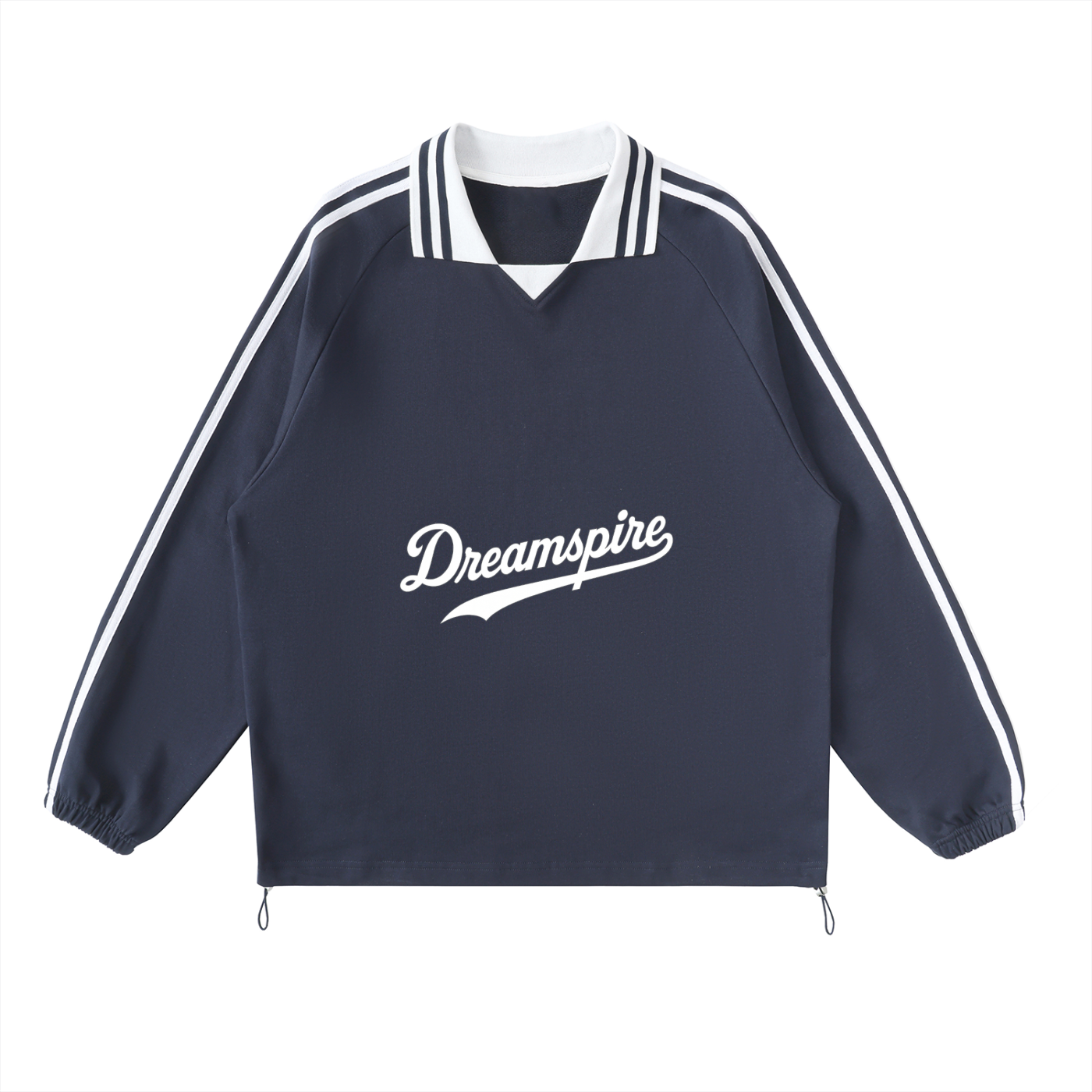 Contrast Striped Lapel Collar Sweatshirt