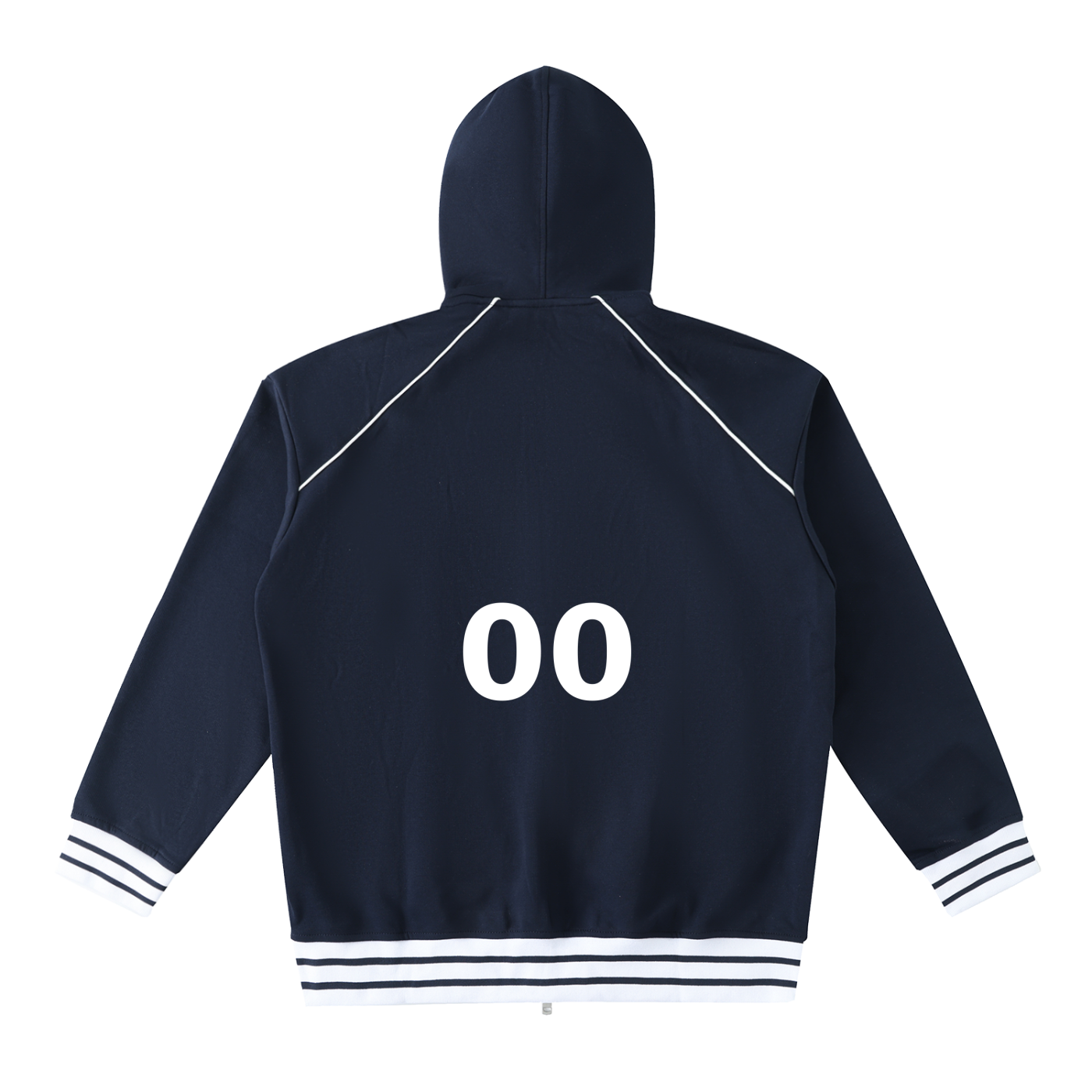 Striped Trim Zip-Up Hoodie