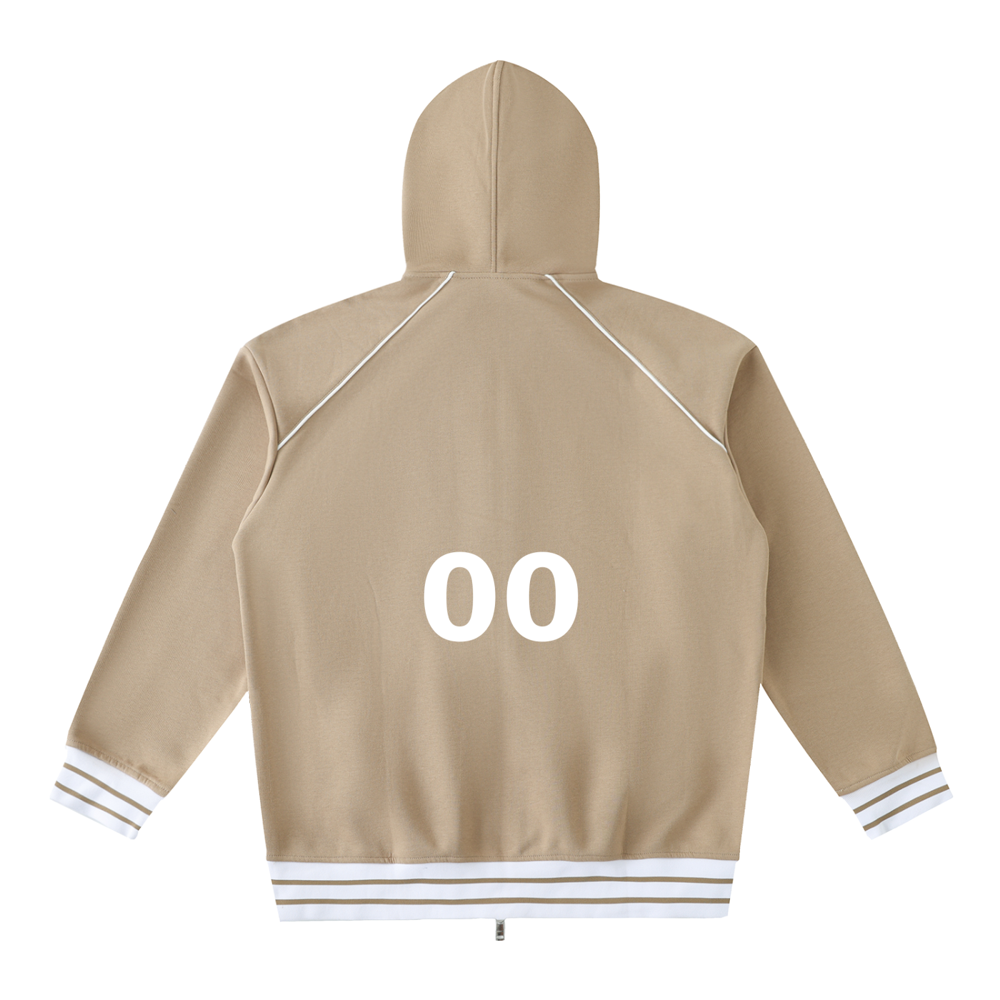Striped Trim Zip-Up Hoodie