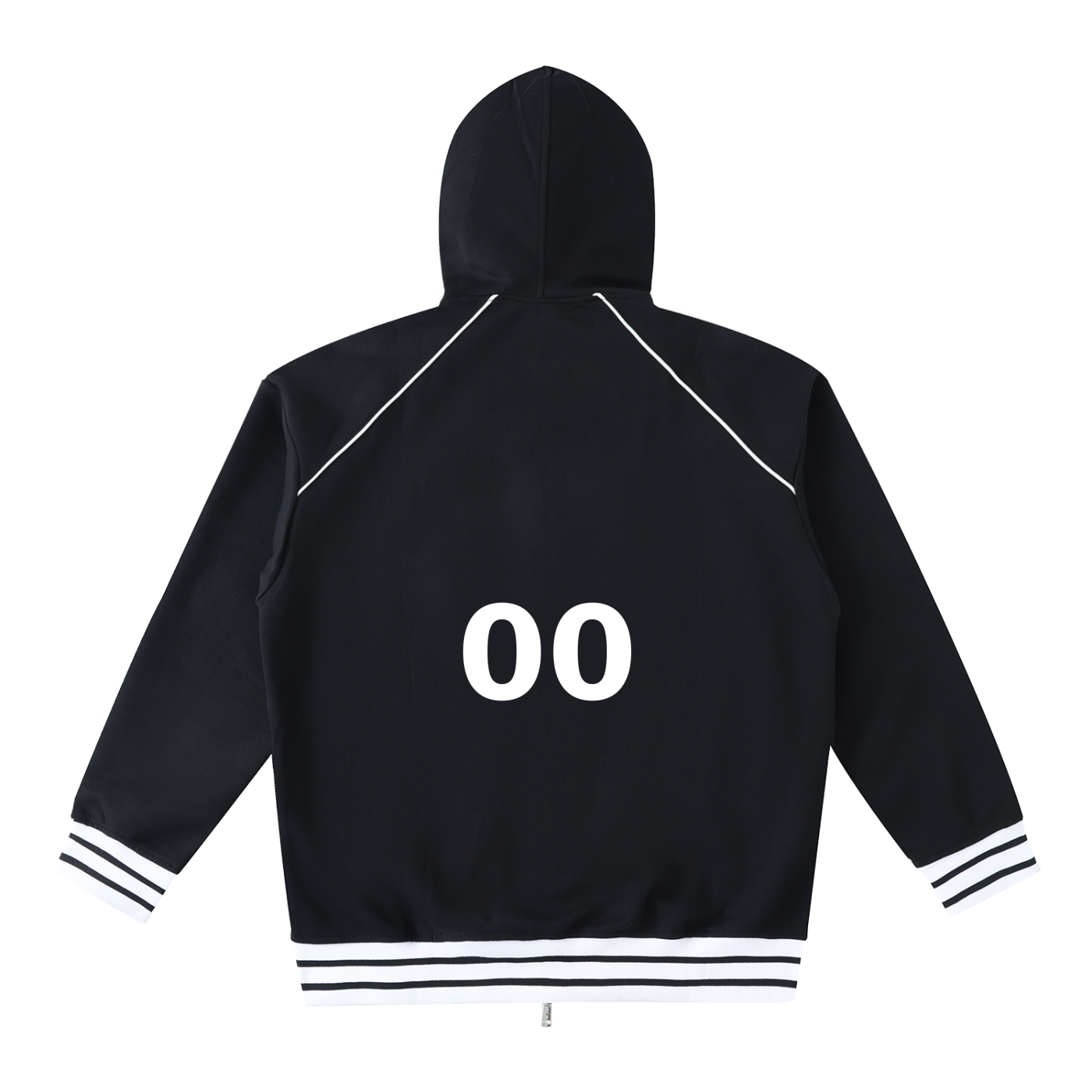 Striped Trim Zip-Up Hoodie
