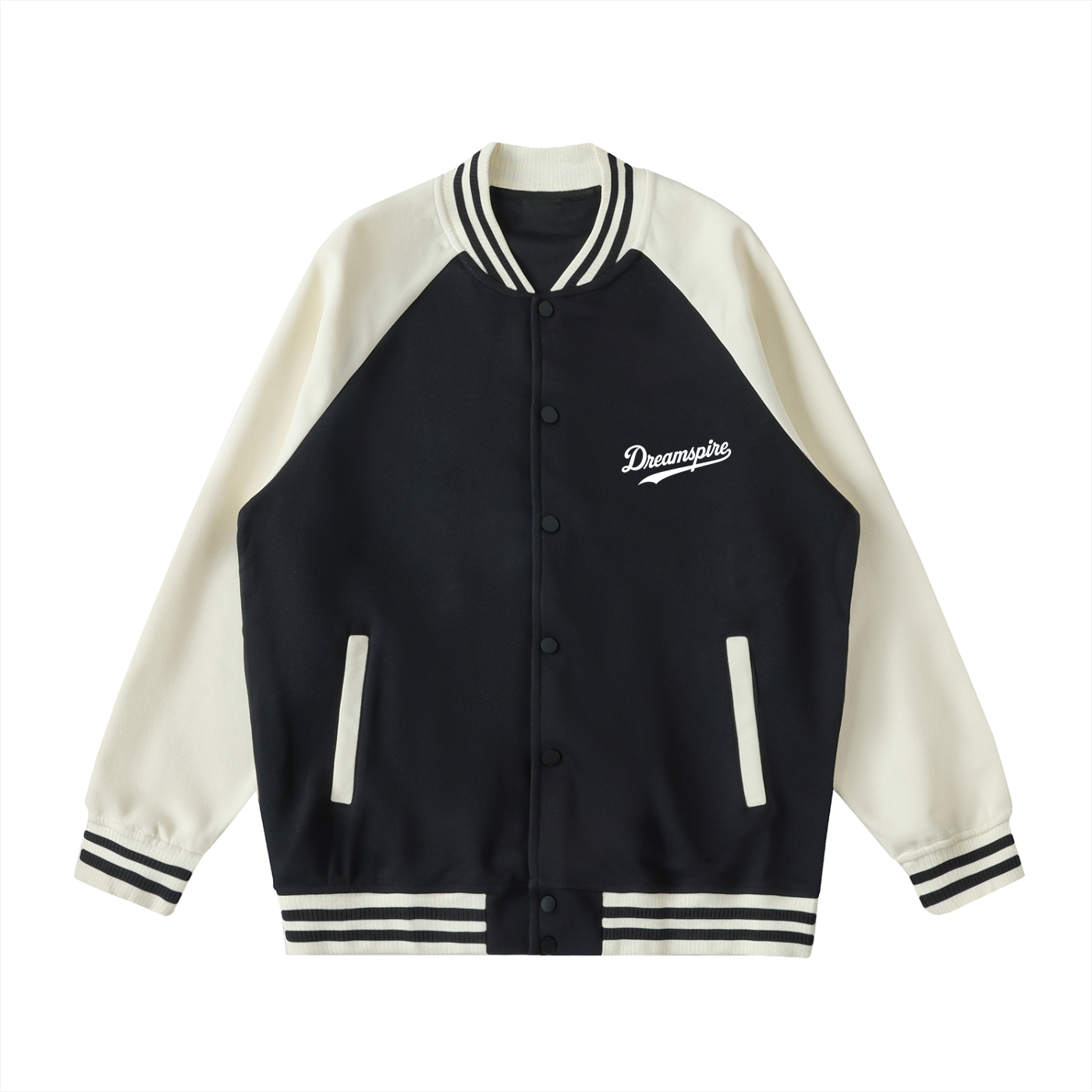 Two Tone Raglan Sleeve Varsity Jacket