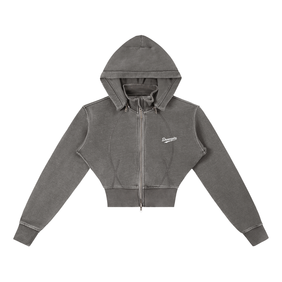 Dreamspire Baseball Female Vintage Washed Cropped Fleece Hoodie