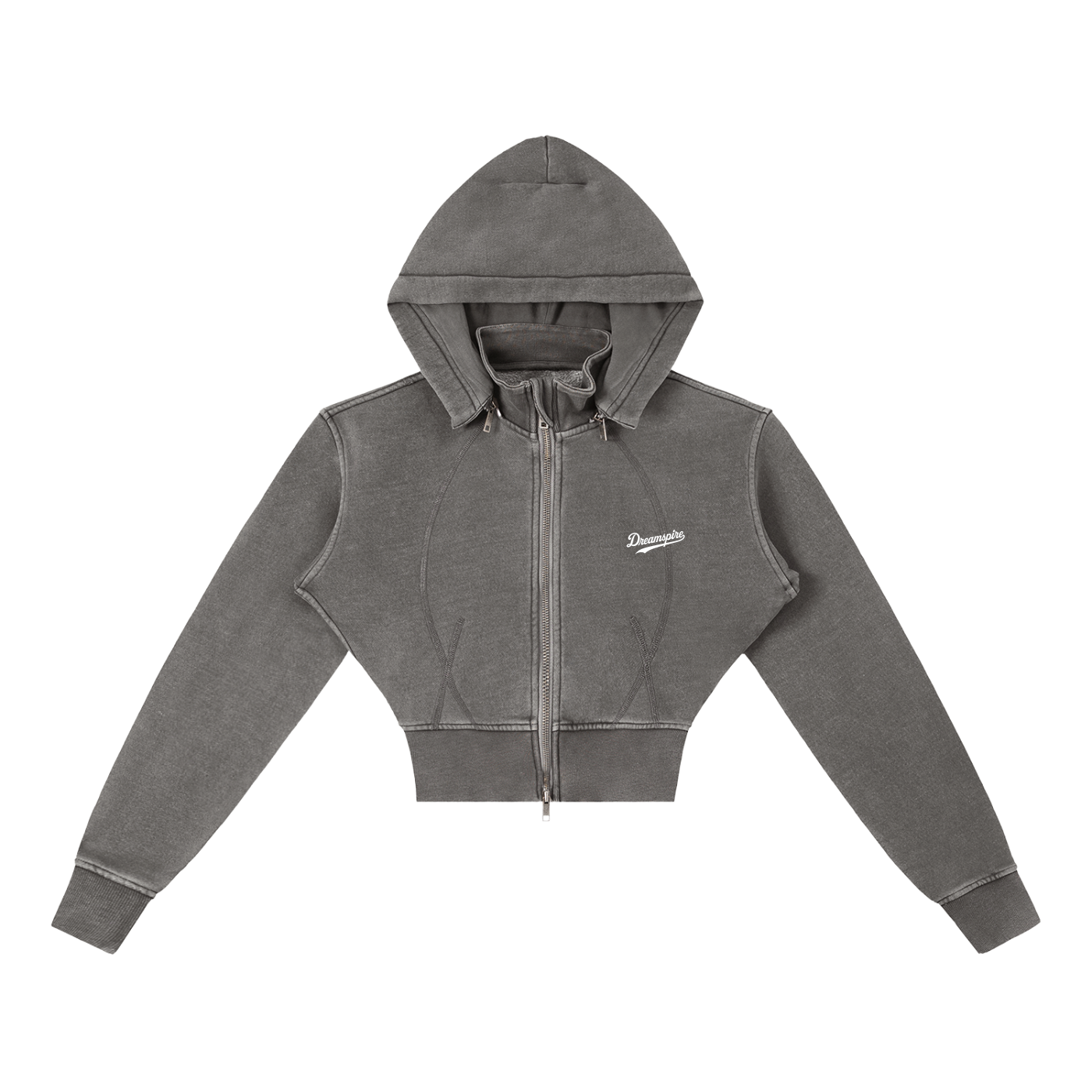 Dreamspire Baseball Female Vintage Washed Cropped Fleece Hoodie