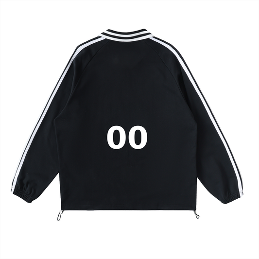 Contrast Striped Lapel Collar Sweatshirt