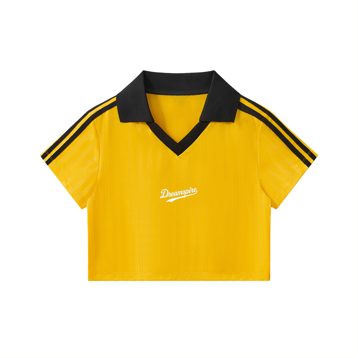 Dreamspire Baseball logo  Contrast Collar Striped Cropped Jersey