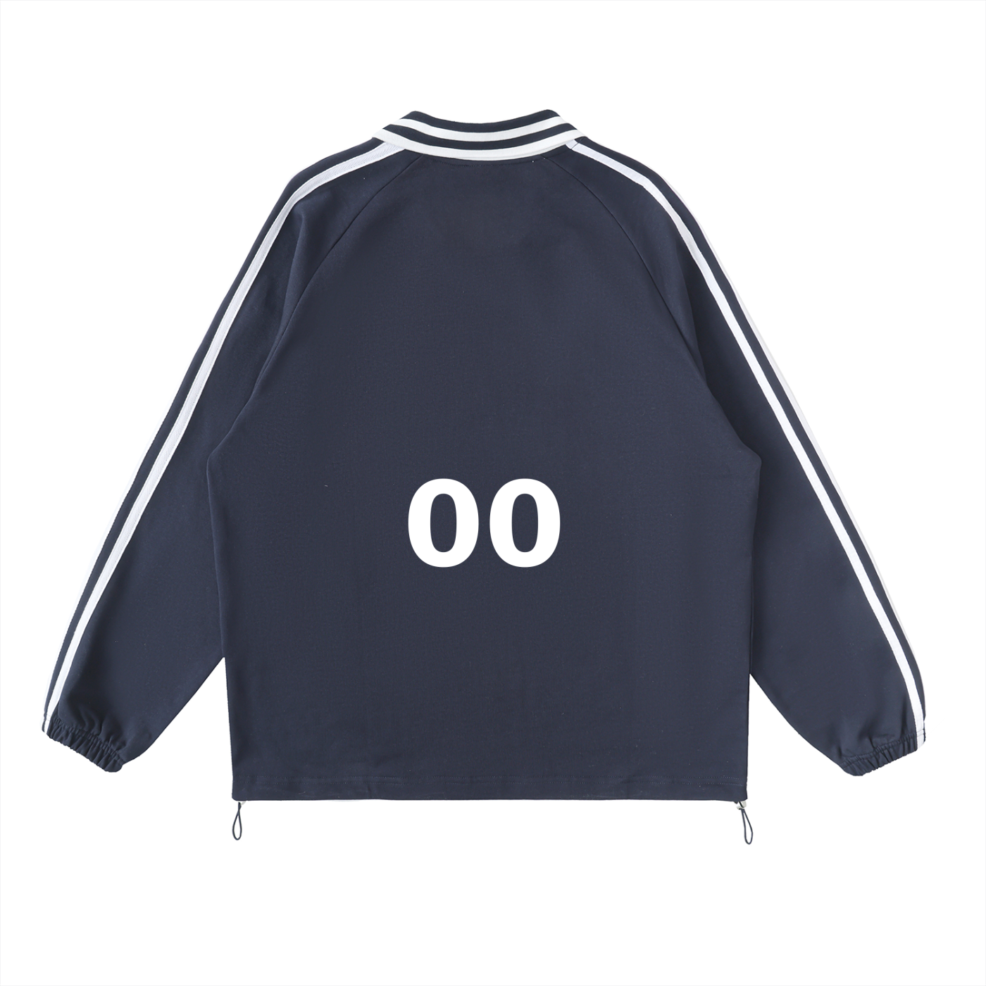 Contrast Striped Lapel Collar Sweatshirt