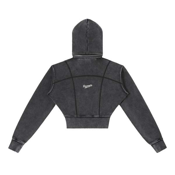 Dreamspire Baseball Female Vintage Washed Cropped Fleece Hoodie