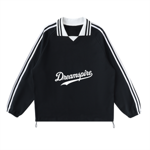 Dreamspire Baseball Contrast Striped Lapel Collar Sweatshirt