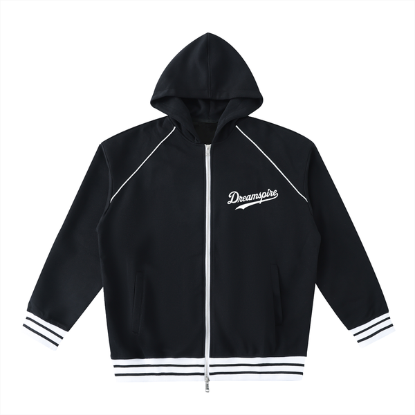 Dreamspire Baseball Striped Trim Zip-Up Hoodie