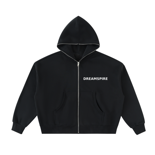 Dreamspire Classic Logo Fleeced Full-Zip Boxy Hoodie