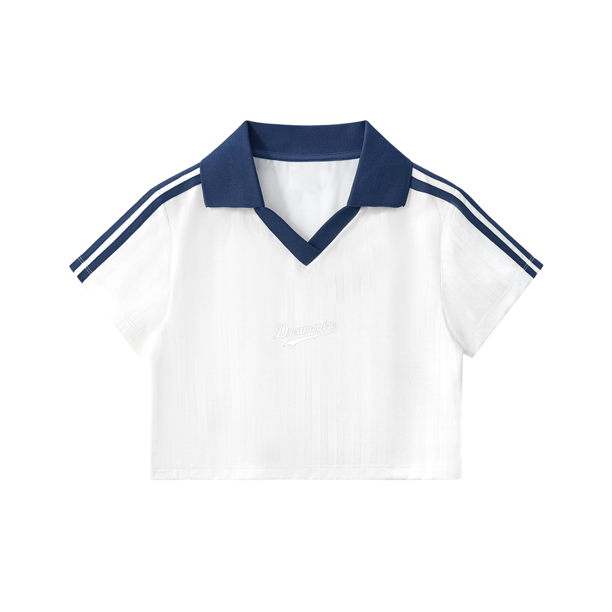 Dreamspire Baseball logo  Contrast Collar Striped Cropped Jersey