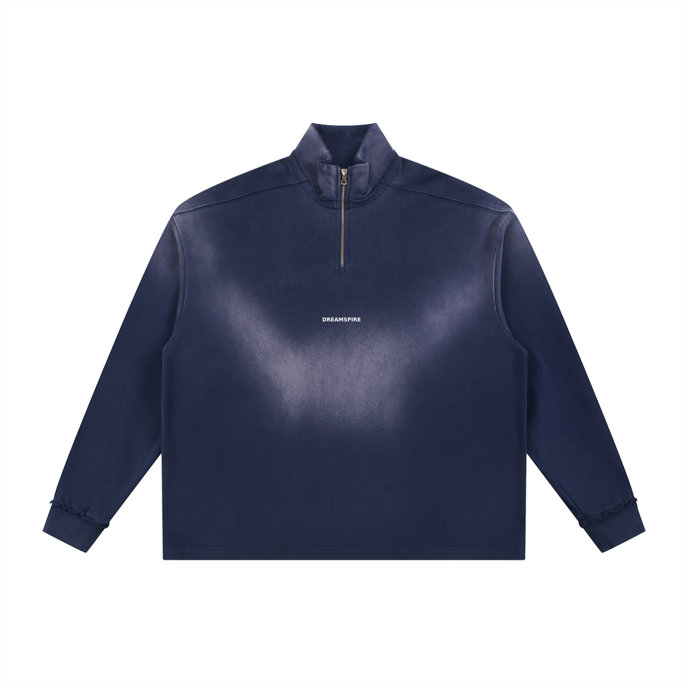 Dreamspire Classic logo Sun Fade Raw Edge Quarter-Zip Sweatshirt