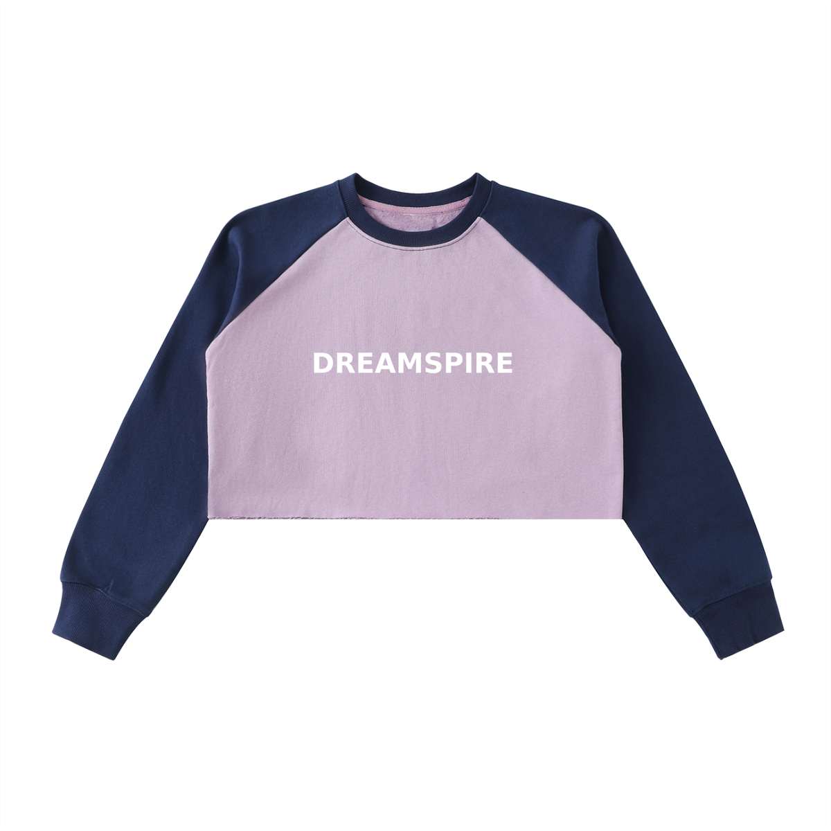 Dreamspire Classic Logo Raw-Hem Color-Block Raglan Crop Sweatshirt