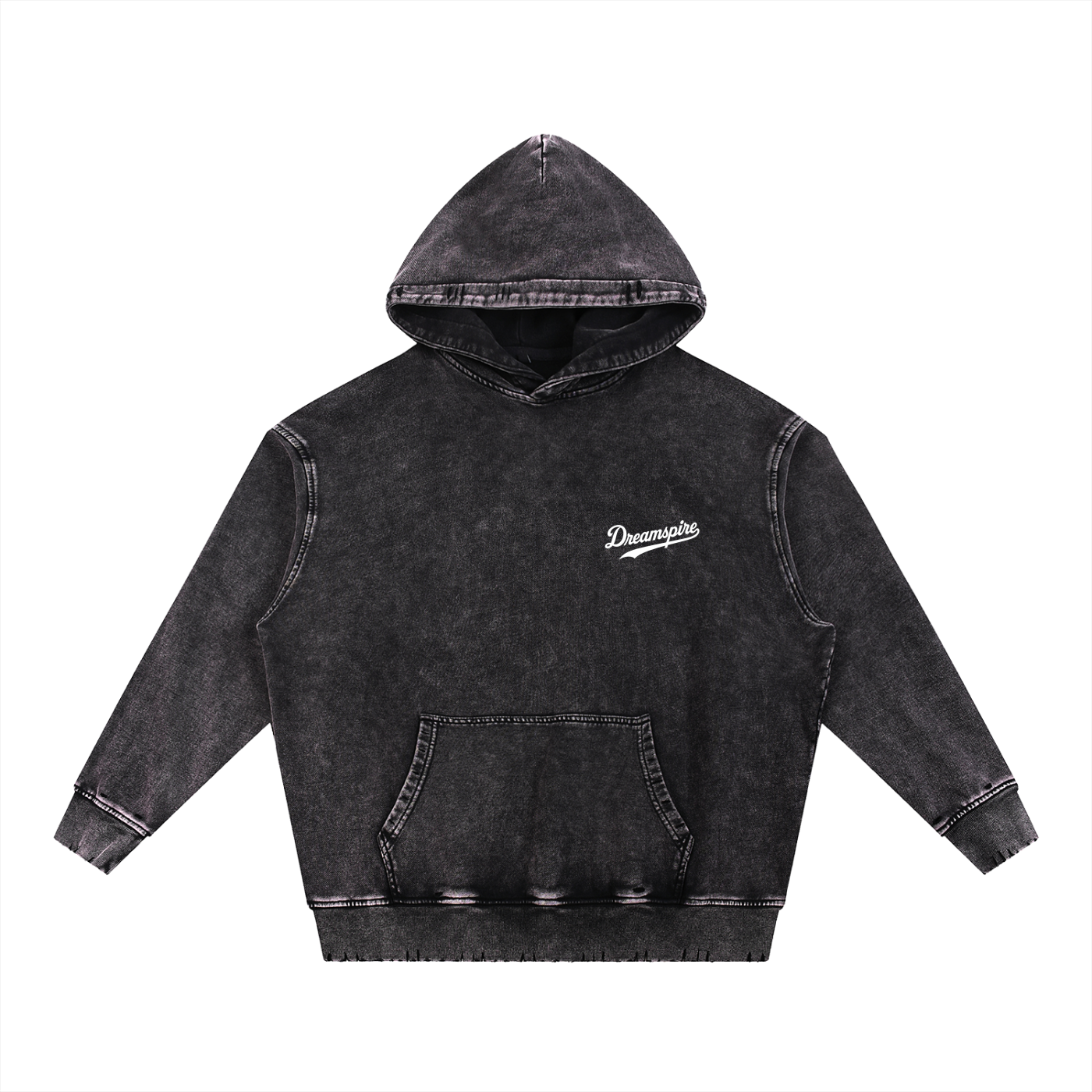 Dreamspire Baseball logo Snow Wash Hand-Frayed Heavyweight  Hoodie