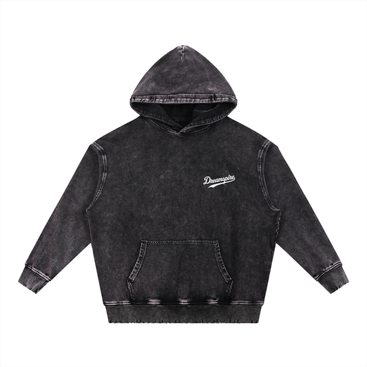 Dreamspire Baseball logo Snow Wash Hand-Frayed Heavyweight  Hoodie