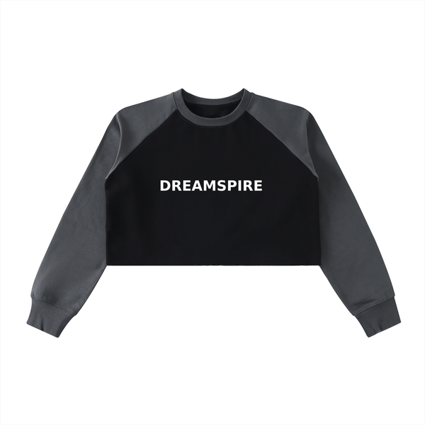 Dreamspire Classic Logo Raw-Hem Color-Block Raglan Crop Sweatshirt