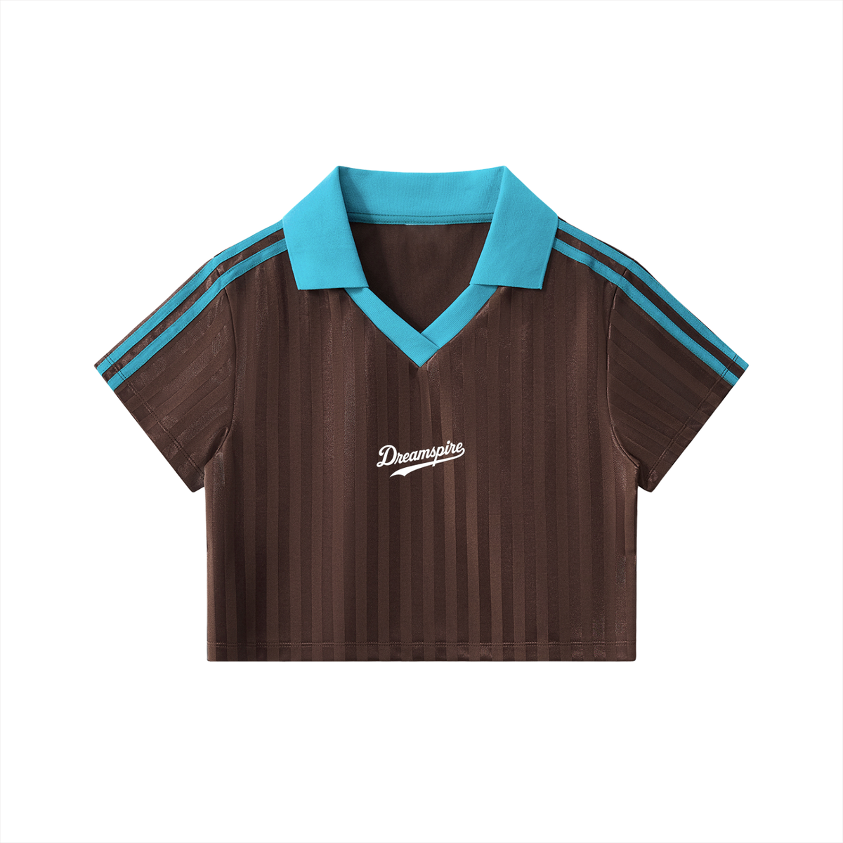 Dreamspire Baseball logo  Contrast Collar Striped Cropped Jersey