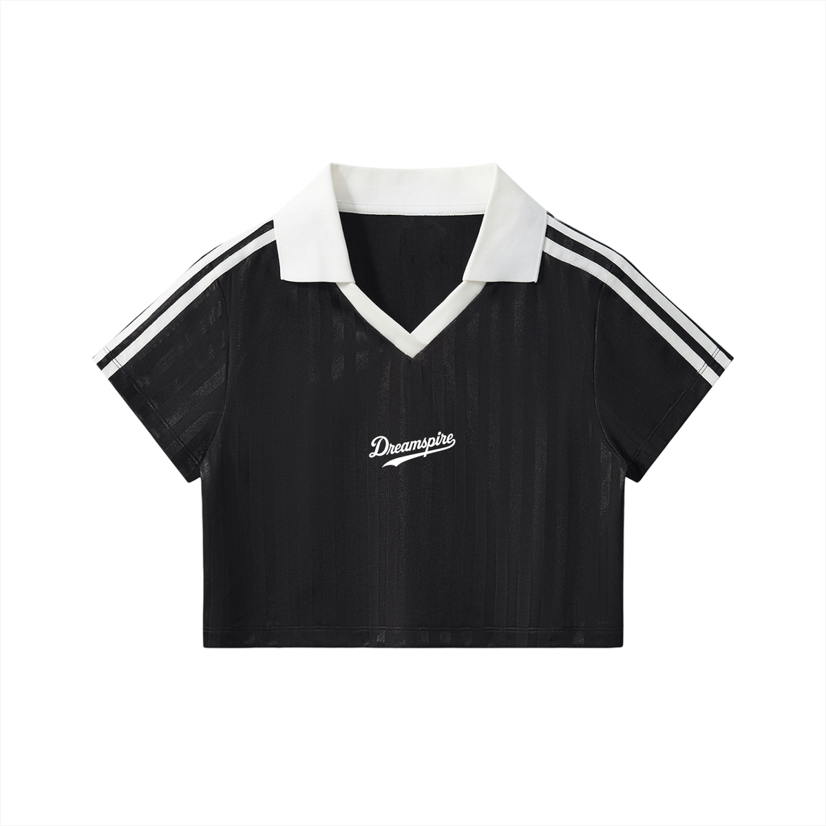Dreamspire Baseball logo  Contrast Collar Striped Cropped Jersey