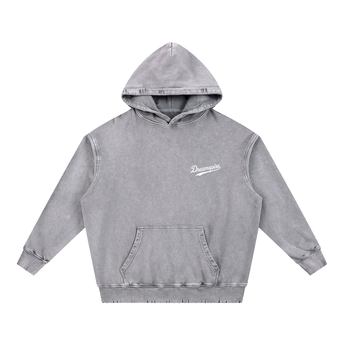 Dreamspire Baseball logo Snow Wash Hand-Frayed Heavyweight  Hoodie