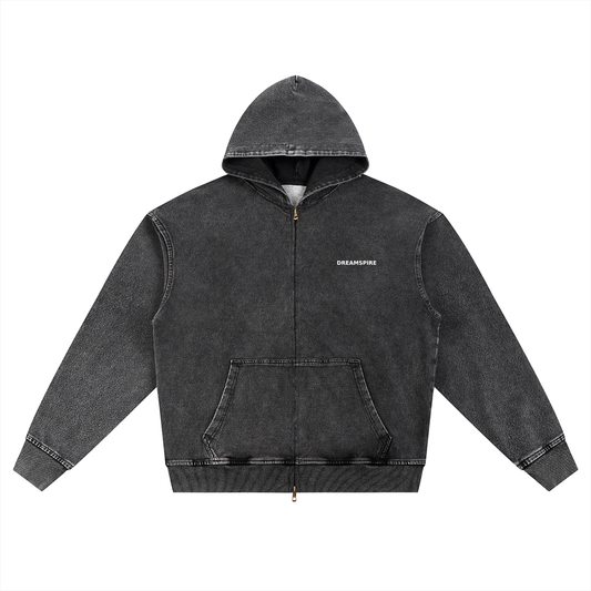 Dreamspire Classic logo Snow Wash Oversized Zip-Up Hoodie