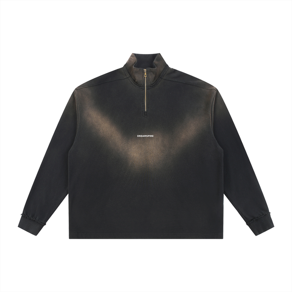 Dreamspire Classic logo Sun Fade Raw Edge Quarter-Zip Sweatshirt