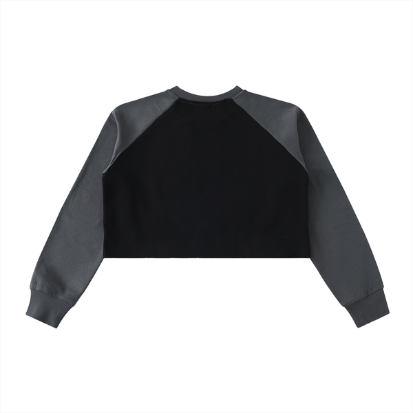Dreamspire Classic Logo Raw-Hem Color-Block Raglan Crop Sweatshirt