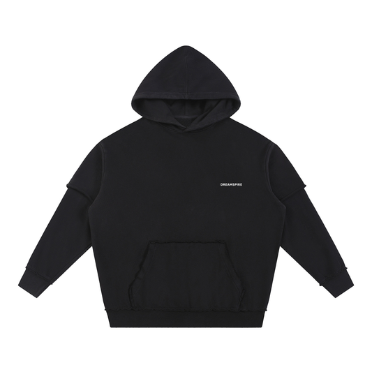 Dreamspire Classic logo Snow Washed Raw Edge Double Layered Hoodie