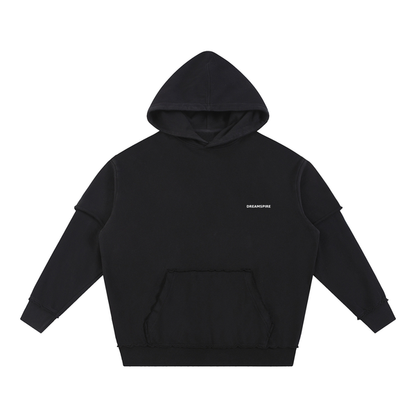 Dreamspire Classic logo Snow Washed Raw Edge Double Layered Hoodie