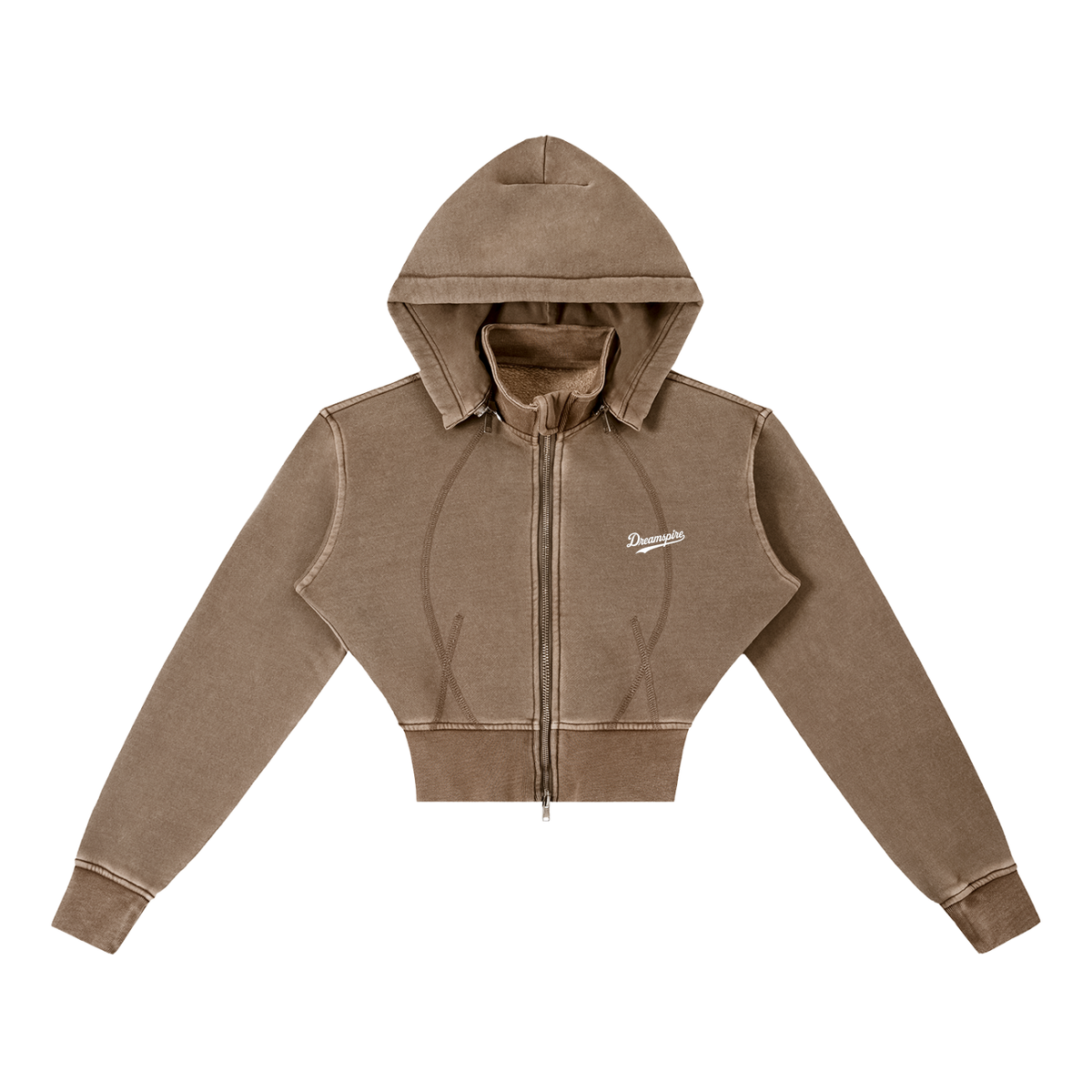 Dreamspire Baseball Female Vintage Washed Cropped Fleece Hoodie
