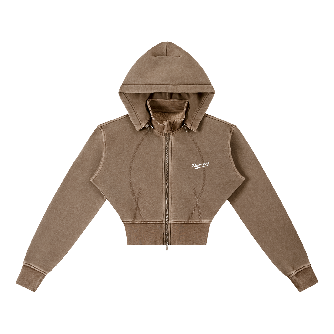 Dreamspire Baseball Female Vintage Washed Cropped Fleece Hoodie