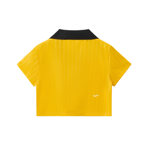 Dreamspire Baseball logo  Contrast Collar Striped Cropped Jersey