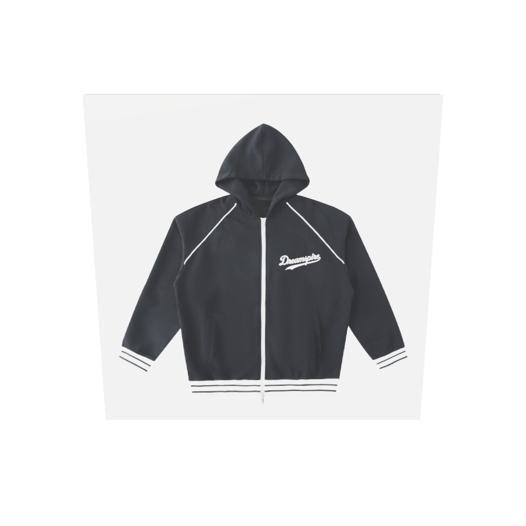 Dreamspire Baseball Striped Trim Zip-Up Hoodie