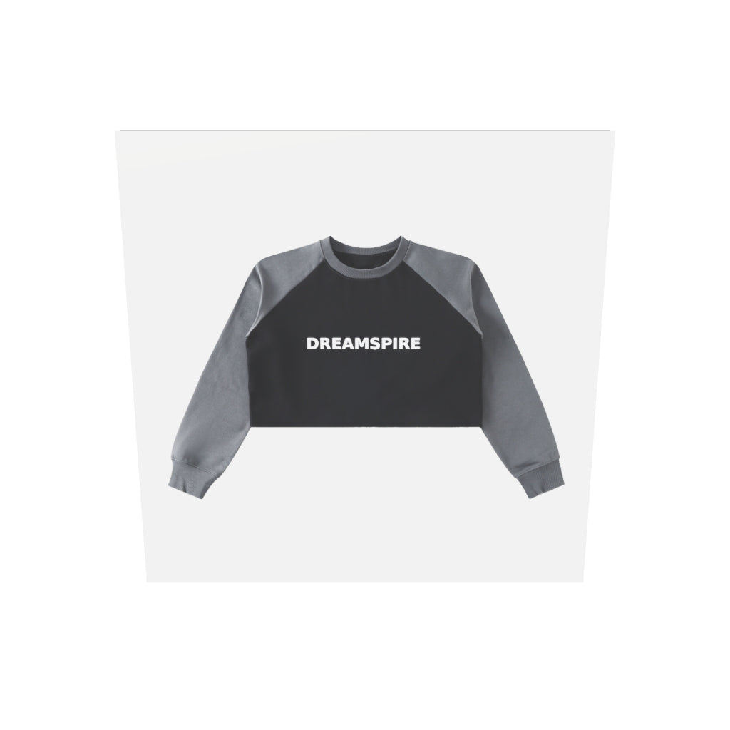 Dreamspire Classic Logo Raw-Hem Color-Block Raglan Crop Sweatshirt