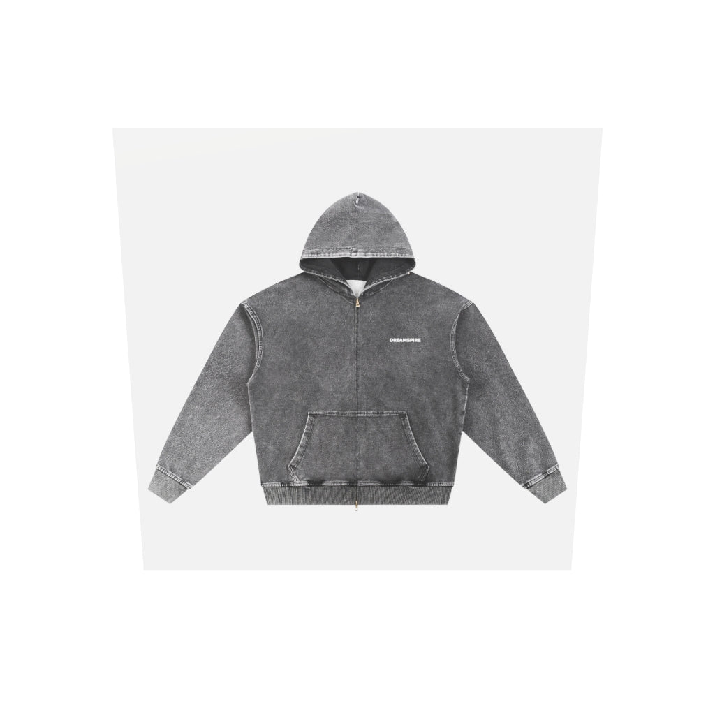 Dreamspire Classic logo Snow Wash Oversized Zip-Up Hoodie