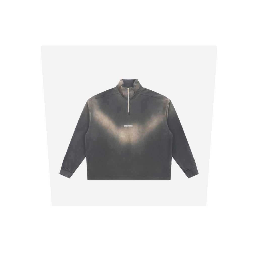 Dreamspire Classic logo Sun Fade Raw Edge Quarter-Zip Sweatshirt