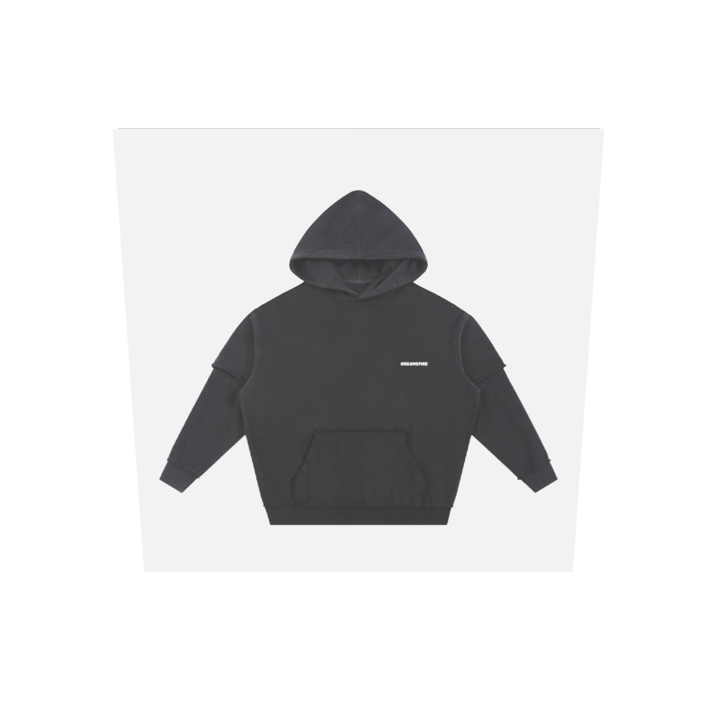 Dreamspire Classic logo Snow Washed Raw Edge Double Layered Hoodie